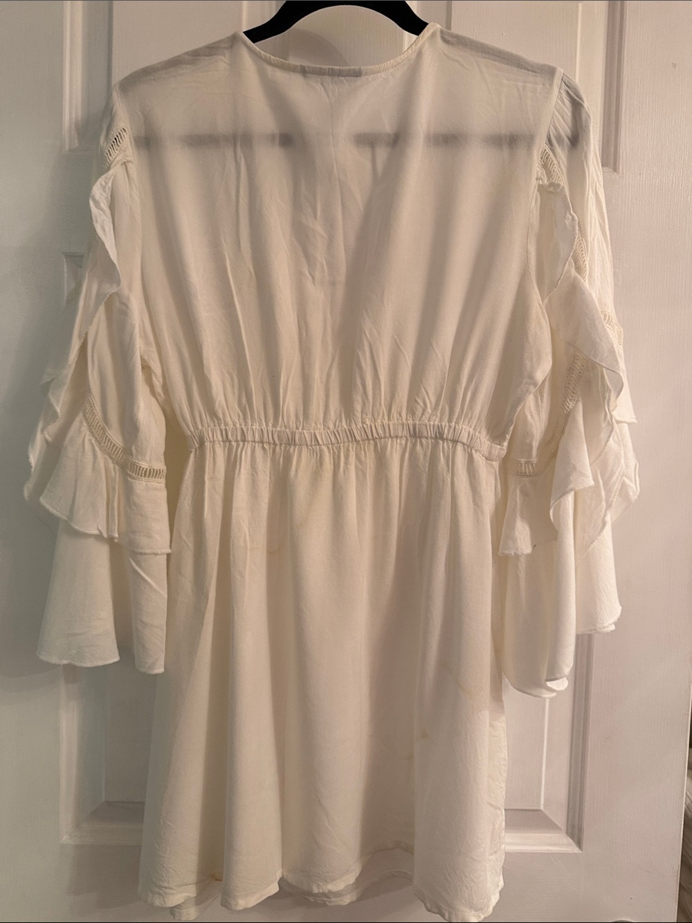 blue island Cream Tiered-Sleeve Swim Coverup - Picture 4 of 4